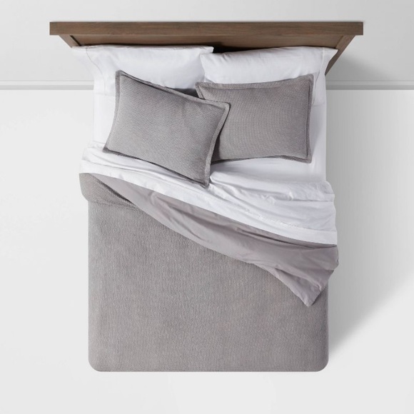 Threshold Other - Threshold King Washed Waffle Weave Duvet Cover & Sham Set Gray - Threshold